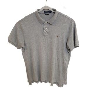 Polo Ralph Lauren Polo Shirt Mens XL Gray Pima Soft Touch Embroidered Santa Pony